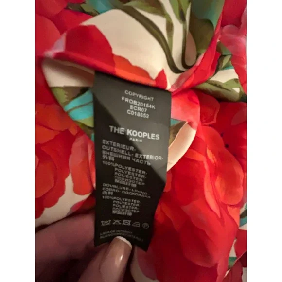 The Kooples Red Rose Floral Wrap Puff Sleeve Mini Dress Handkerchief Hem Small - Picture 9 of 13